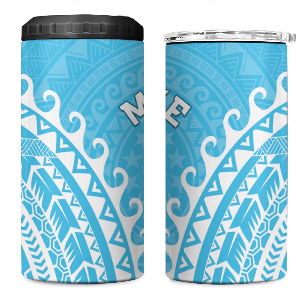 Cook Islands Mauke 4 in 1 Can Cooler Tumbler Polynesian Tribal Tattoo