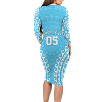 Custom Cook Islands Mauke Family Matching Long Sleeve Bodycon Dress and Hawaiian Shirt Polynesian Tribal Tattoo