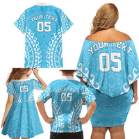 Custom Cook Islands Mauke Family Matching Off Shoulder Short Dress and Hawaiian Shirt Polynesian Tribal Tattoo LT05 - Polynesian Pride