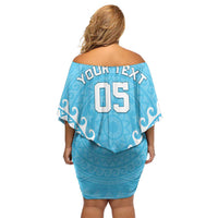 Custom Cook Islands Mauke Family Matching Off Shoulder Short Dress and Hawaiian Shirt Polynesian Tribal Tattoo LT05 - Polynesian Pride