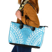 Custom Cook Islands Mauke Leather Tote Bag Polynesian Tribal Tattoo