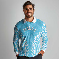 Custom Cook Islands Mauke Long Sleeve Polo Shirt Polynesian Tribal Tattoo
