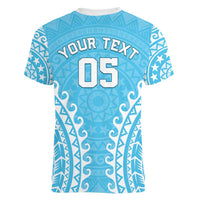 Custom Cook Islands Mauke Women V-Neck T-Shirt Polynesian Tribal Tattoo