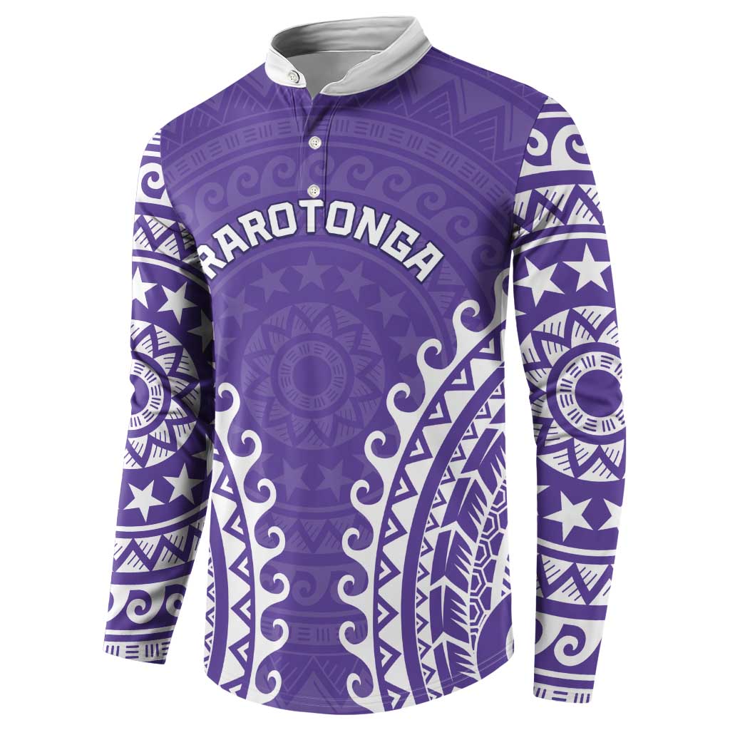 Custom Cook Islands Rarotonga Button Sweatshirt Polynesian Tribal Tattoo