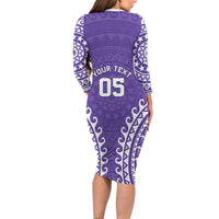 Custom Cook Islands Rarotonga Family Matching Long Sleeve Bodycon Dress and Hawaiian Shirt Polynesian Tribal Tattoo