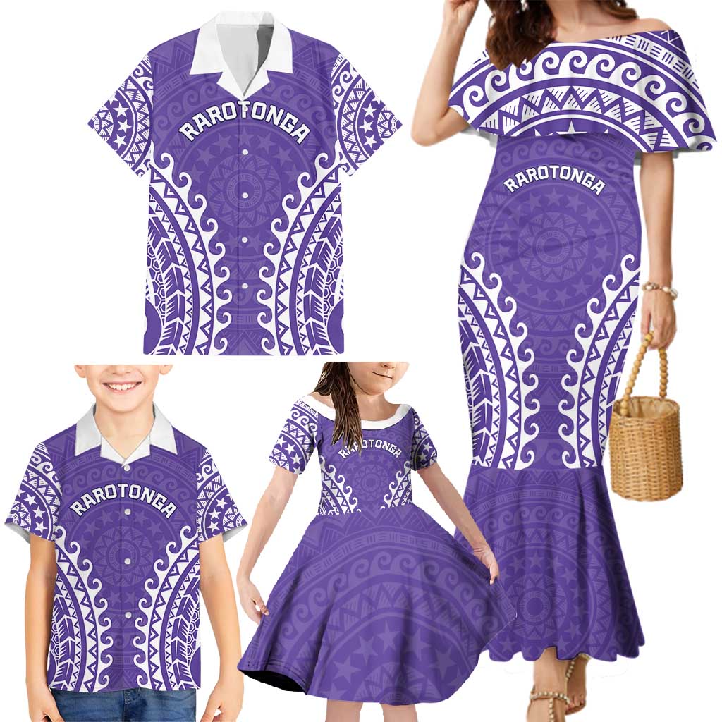 Custom Cook Islands Rarotonga Family Matching Mermaid Dress and Hawaiian Shirt Polynesian Tribal Tattoo