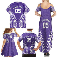 Custom Cook Islands Rarotonga Family Matching Summer Maxi Dress and Hawaiian Shirt Polynesian Tribal Tattoo