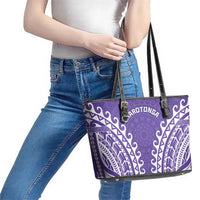 Custom Cook Islands Rarotonga Leather Tote Bag Polynesian Tribal Tattoo