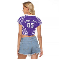 Custom Cook Islands Rarotonga Raglan Cropped T Shirt Polynesian Tribal Tattoo