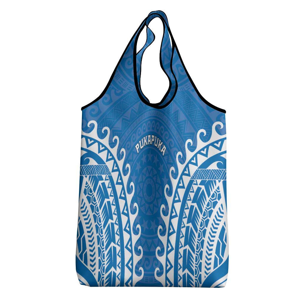 Custom Cook Islands Pukapuka Grocery Bag Polynesian Tribal Tattoo