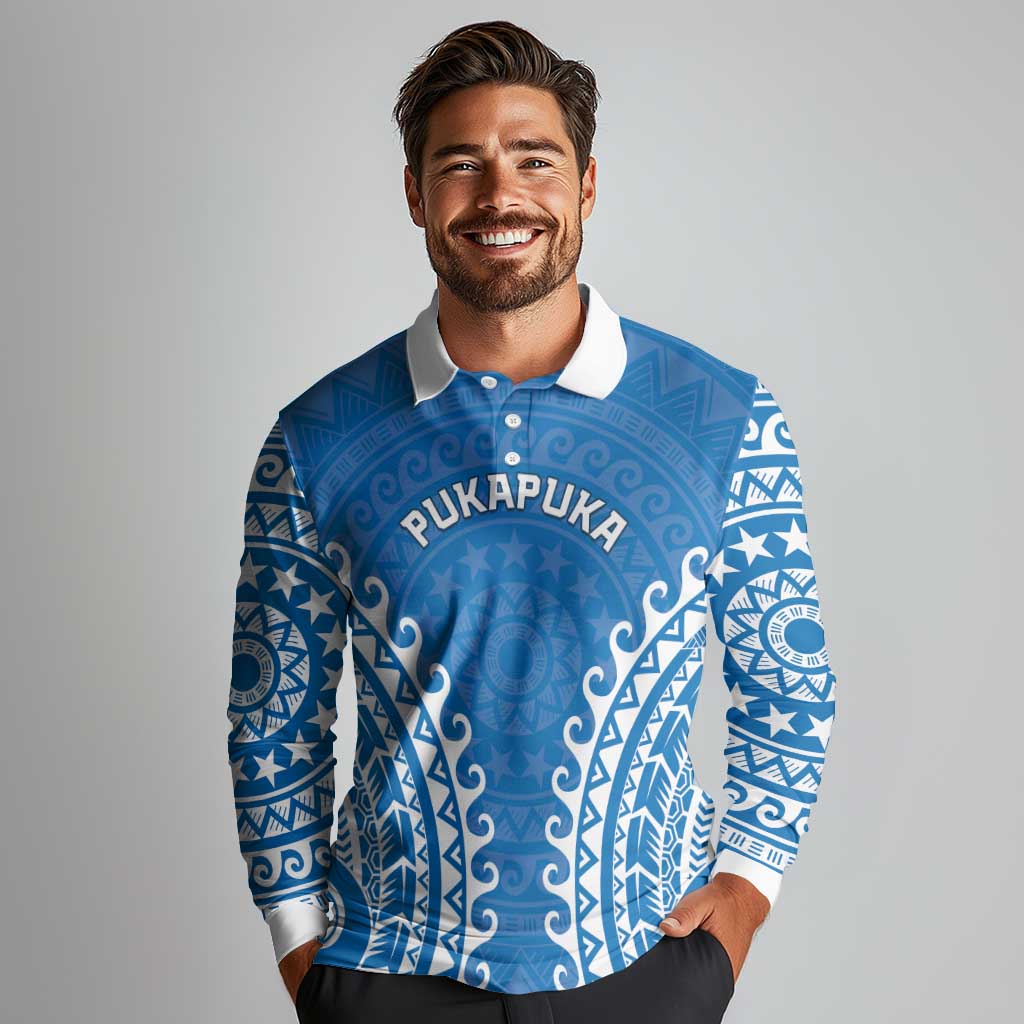 Custom Cook Islands Pukapuka Long Sleeve Polo Shirt Polynesian Tribal Tattoo