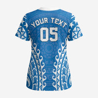 Custom Cook Islands Pukapuka Scrub Top Polynesian Tribal Tattoo - Polynesian Pride