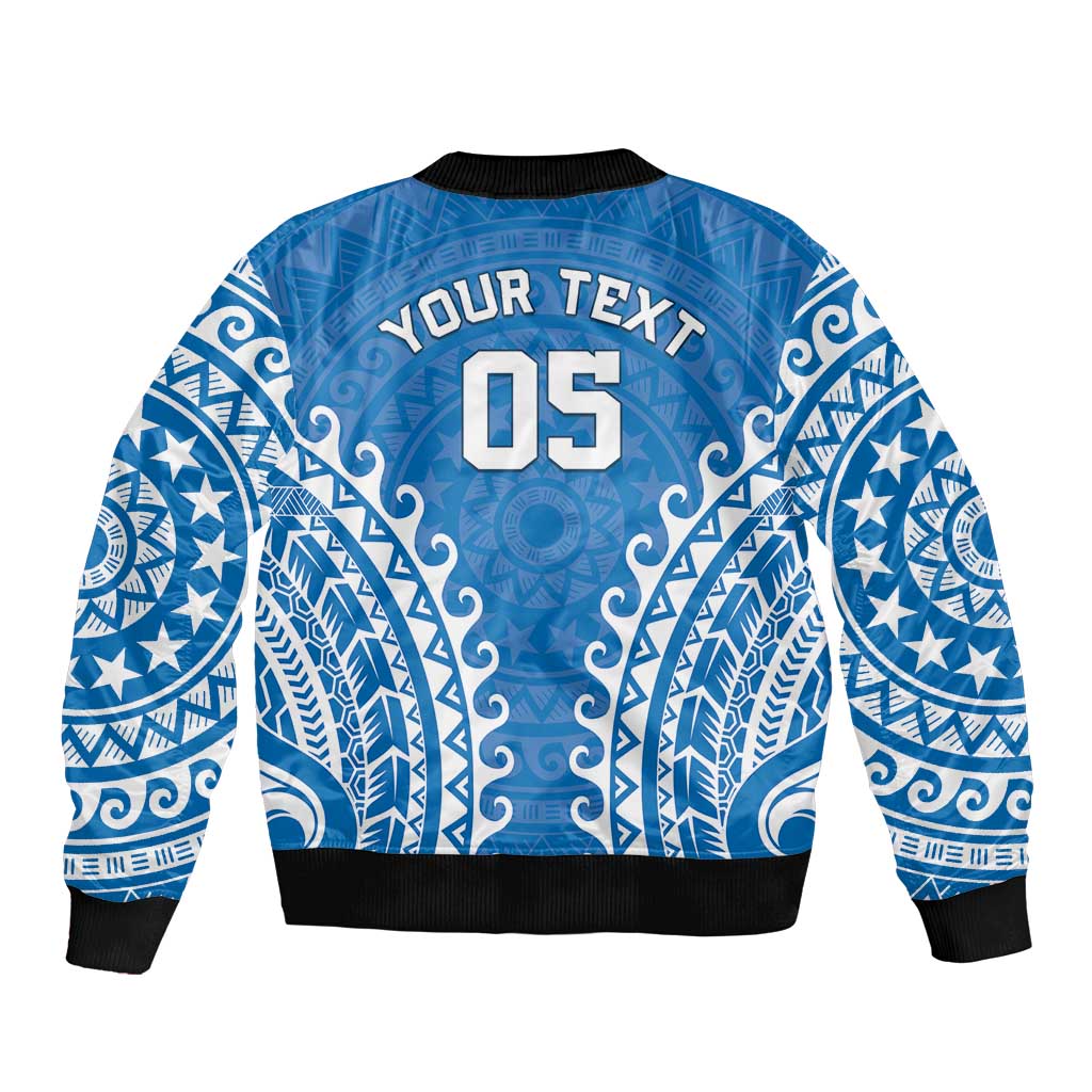 Custom Cook Islands Pukapuka Sleeve Zip Bomber Jacket Polynesian Tribal Tattoo