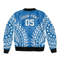 Custom Cook Islands Pukapuka Sleeve Zip Bomber Jacket Polynesian Tribal Tattoo