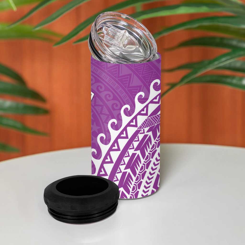 Cook Islands Mangaia 4 in 1 Can Cooler Tumbler Polynesian Tribal Tattoo