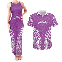 Custom Cook Islands Mangaia Couples Matching Tank Maxi Dress and Hawaiian Shirt Polynesian Tribal Tattoo