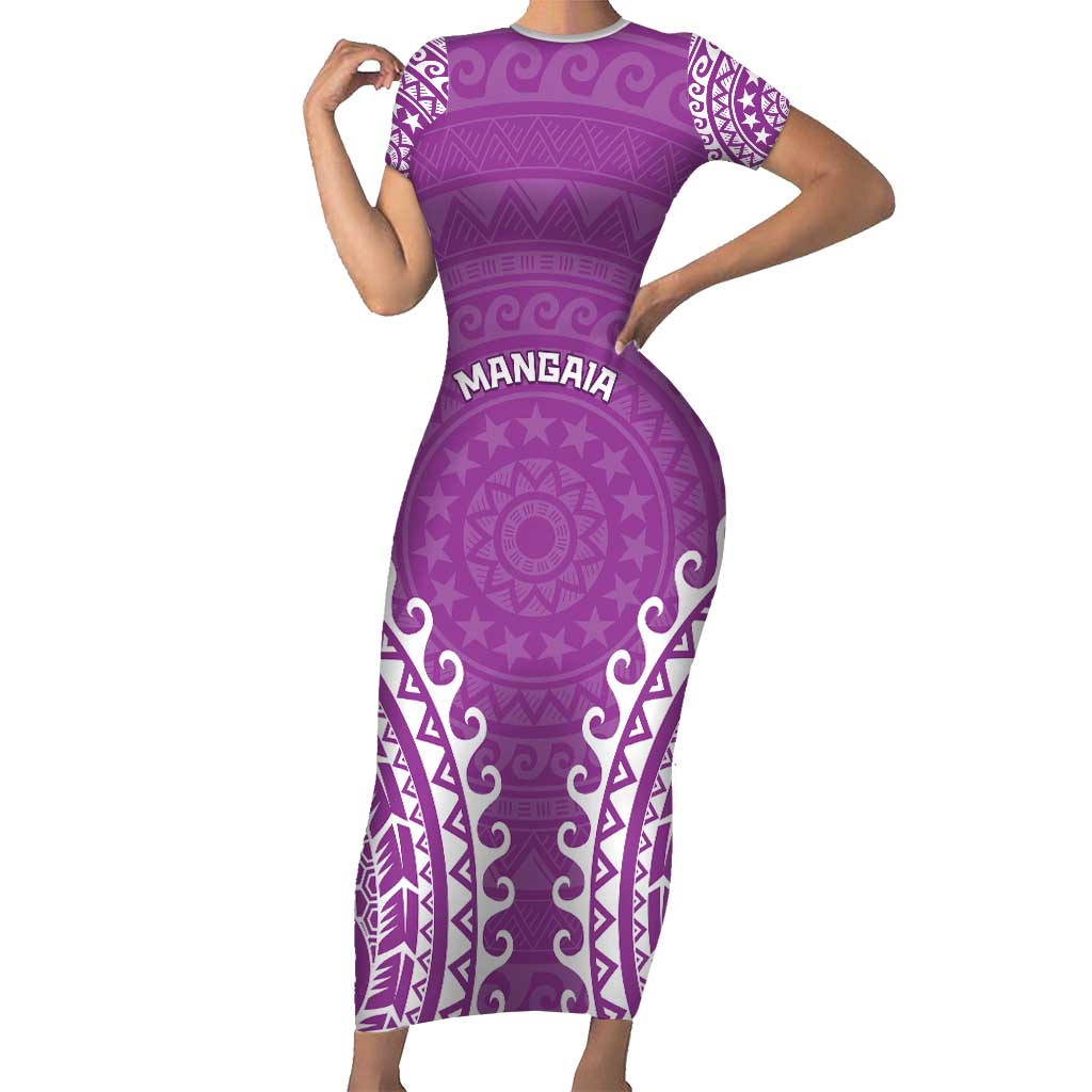 Custom Cook Islands Mangaia Family Matching Short Sleeve Bodycon Dress and Hawaiian Shirt Polynesian Tribal Tattoo