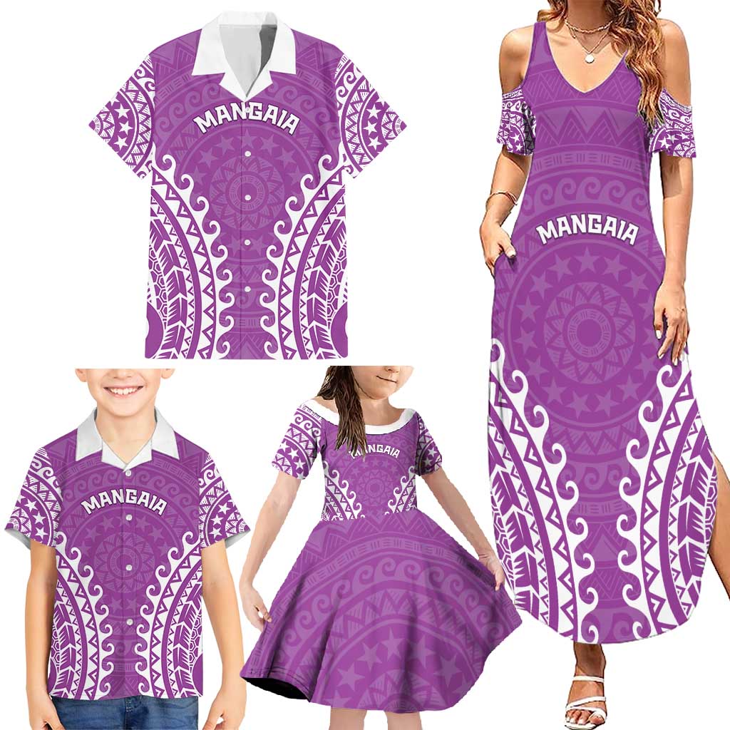 Custom Cook Islands Mangaia Family Matching Summer Maxi Dress and Hawaiian Shirt Polynesian Tribal Tattoo