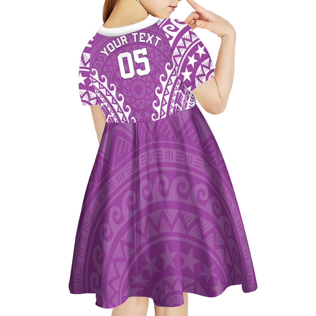 Custom Cook Islands Mangaia Kid Short Sleeve Dress Polynesian Tribal Tattoo