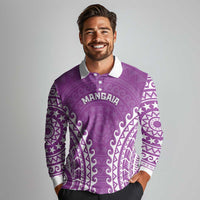 Custom Cook Islands Mangaia Long Sleeve Polo Shirt Polynesian Tribal Tattoo