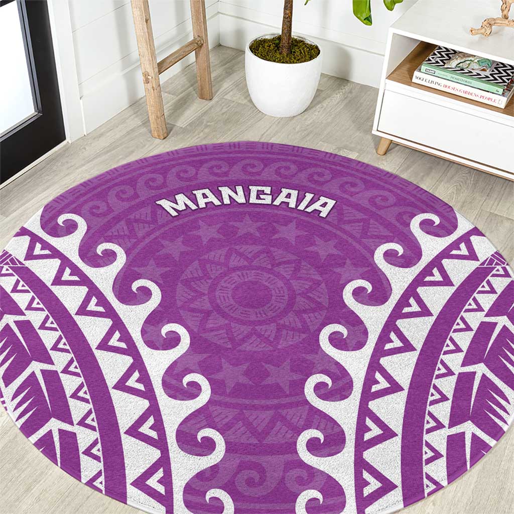 Custom Cook Islands Mangaia Round Carpet Polynesian Tribal Tattoo