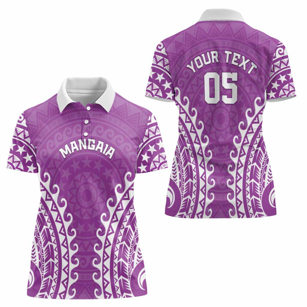 Custom Cook Islands Mangaia Women Polo Shirt Polynesian Tribal Tattoo