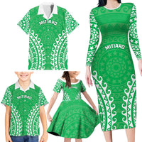 Custom Cook Islands Mitiaro Family Matching Long Sleeve Bodycon Dress and Hawaiian Shirt Polynesian Tribal Tattoo