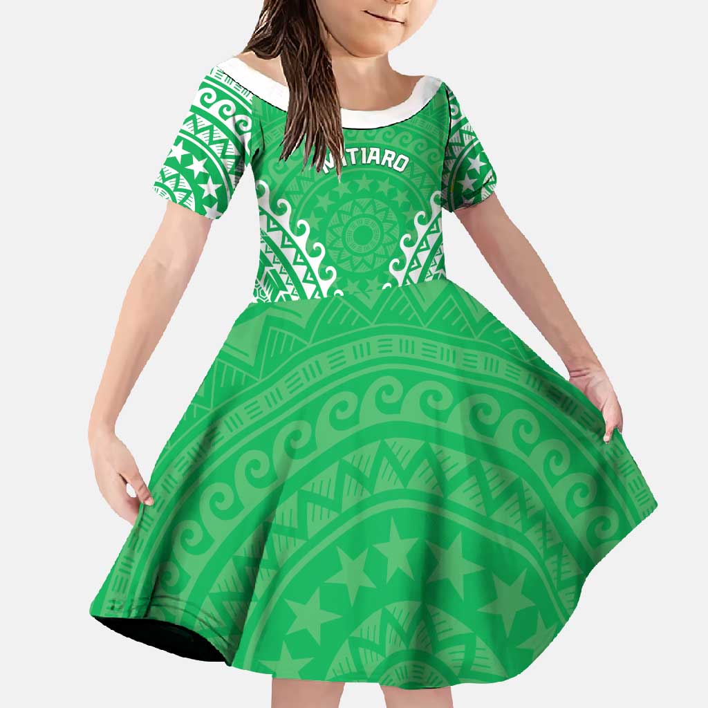 Custom Cook Islands Mitiaro Family Matching Short Sleeve Bodycon Dress and Hawaiian Shirt Polynesian Tribal Tattoo