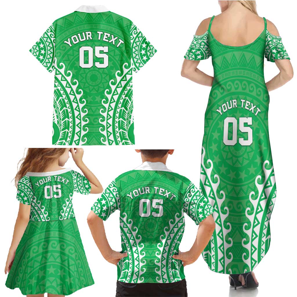Custom Cook Islands Mitiaro Family Matching Summer Maxi Dress and Hawaiian Shirt Polynesian Tribal Tattoo