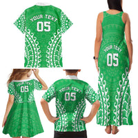 Custom Cook Islands Mitiaro Family Matching Tank Maxi Dress and Hawaiian Shirt Polynesian Tribal Tattoo