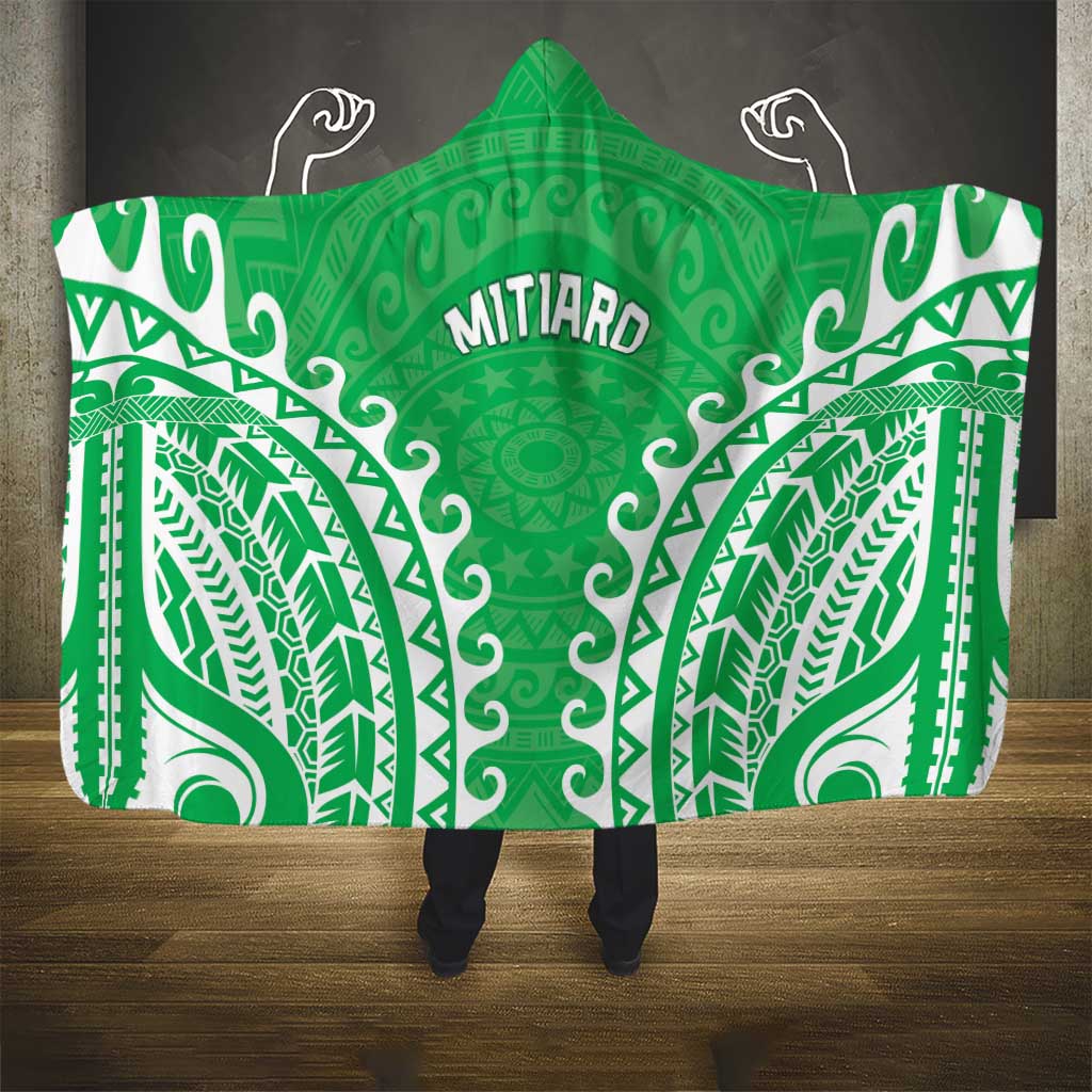 Custom Cook Islands Mitiaro Hooded Blanket Polynesian Tribal Tattoo