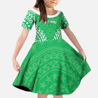 Custom Cook Islands Mitiaro Kid Short Sleeve Dress Polynesian Tribal Tattoo