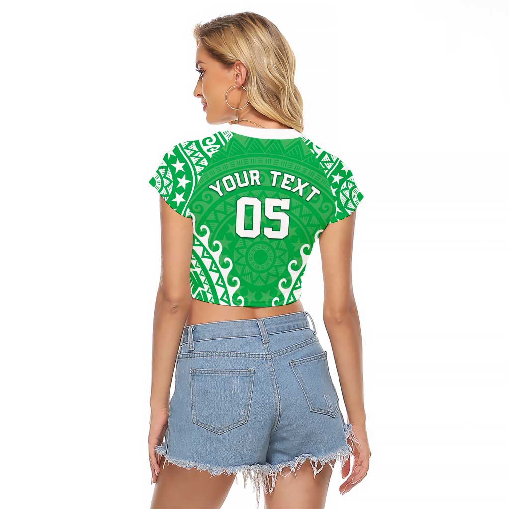 Custom Cook Islands Mitiaro Raglan Cropped T Shirt Polynesian Tribal Tattoo