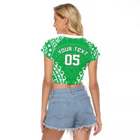 Custom Cook Islands Mitiaro Raglan Cropped T Shirt Polynesian Tribal Tattoo