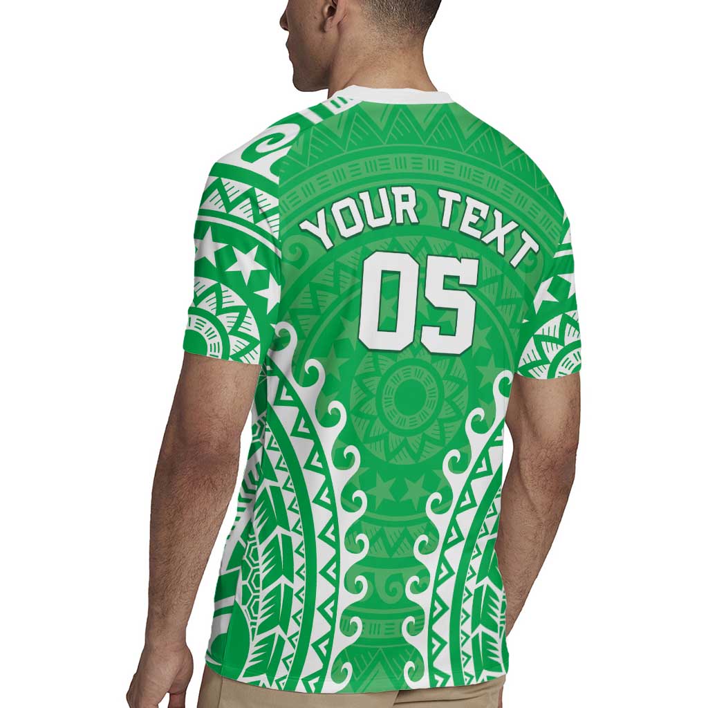 Custom Cook Islands Mitiaro Rugby Jersey Polynesian Tribal Tattoo