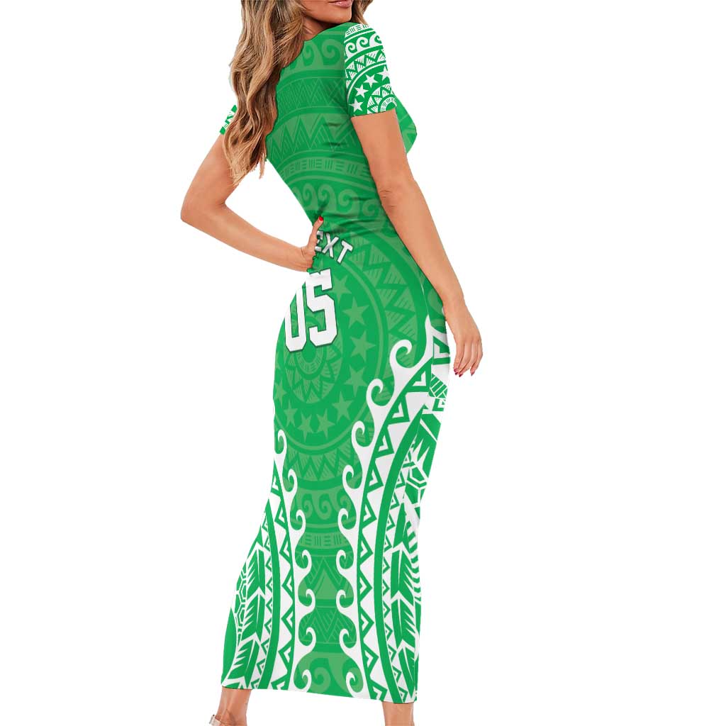 Custom Cook Islands Mitiaro Short Sleeve Bodycon Dress Polynesian Tribal Tattoo