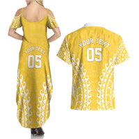 Custom Cook Islands Aitutaki Couples Matching Summer Maxi Dress and Hawaiian Shirt Polynesian Tribal Tattoo