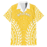 Custom Cook Islands Aitutaki Family Matching Off The Shoulder Long Sleeve Dress and Hawaiian Shirt Polynesian Tribal Tattoo