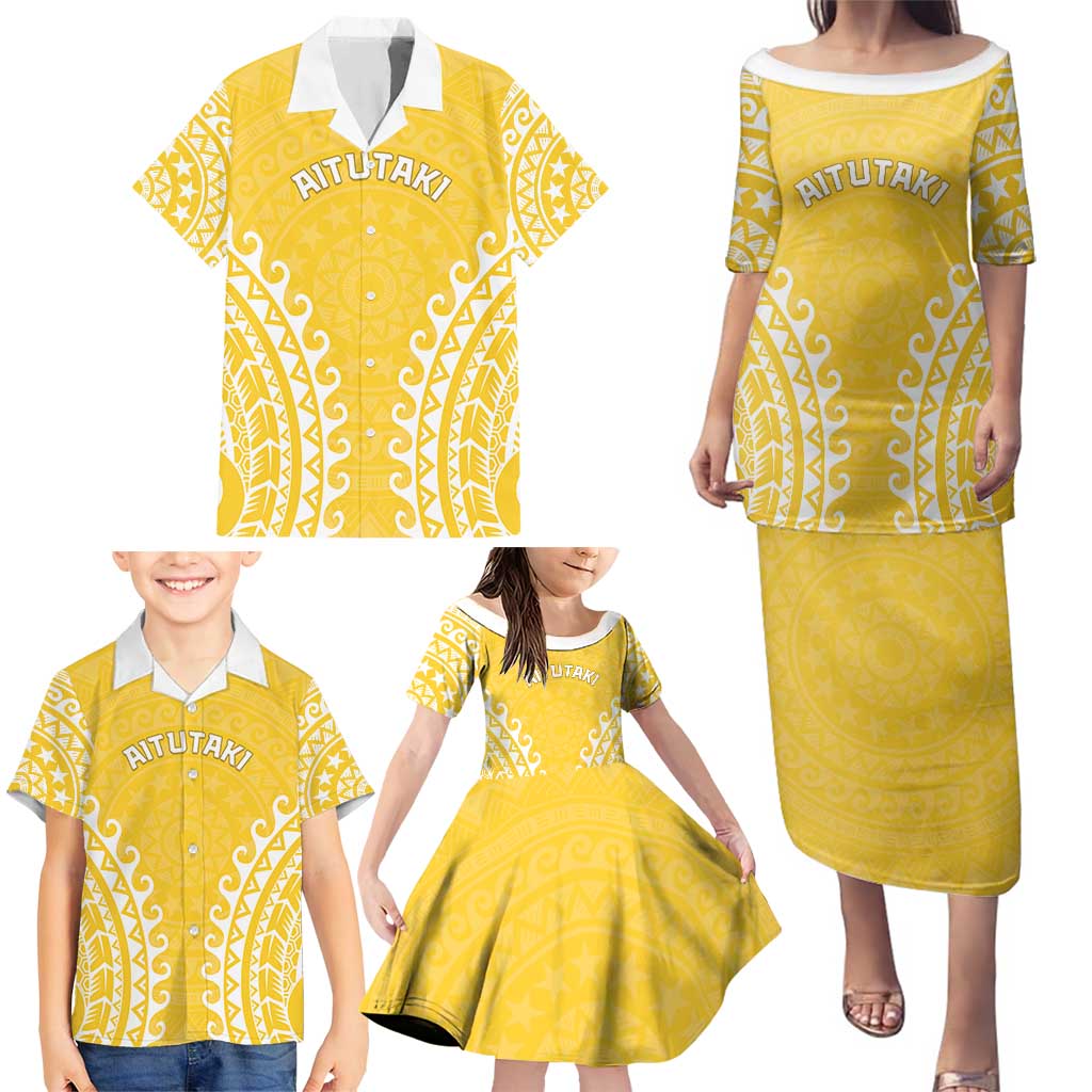 Custom Cook Islands Aitutaki Family Matching Puletasi and Hawaiian Shirt Polynesian Tribal Tattoo LT05 - Polynesian Pride