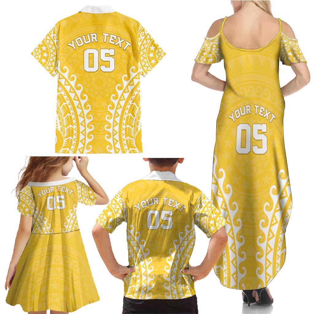 Custom Cook Islands Aitutaki Family Matching Summer Maxi Dress and Hawaiian Shirt Polynesian Tribal Tattoo