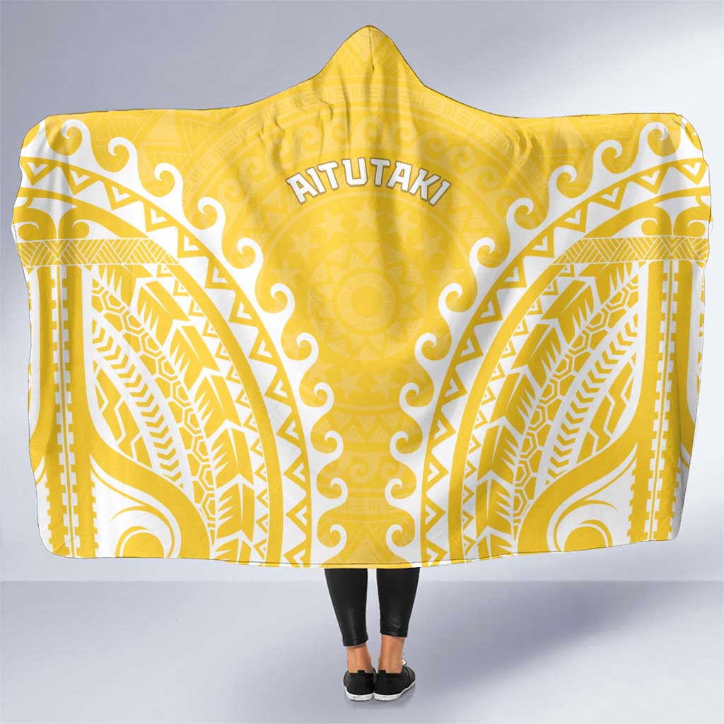 Custom Cook Islands Aitutaki Hooded Blanket Polynesian Tribal Tattoo