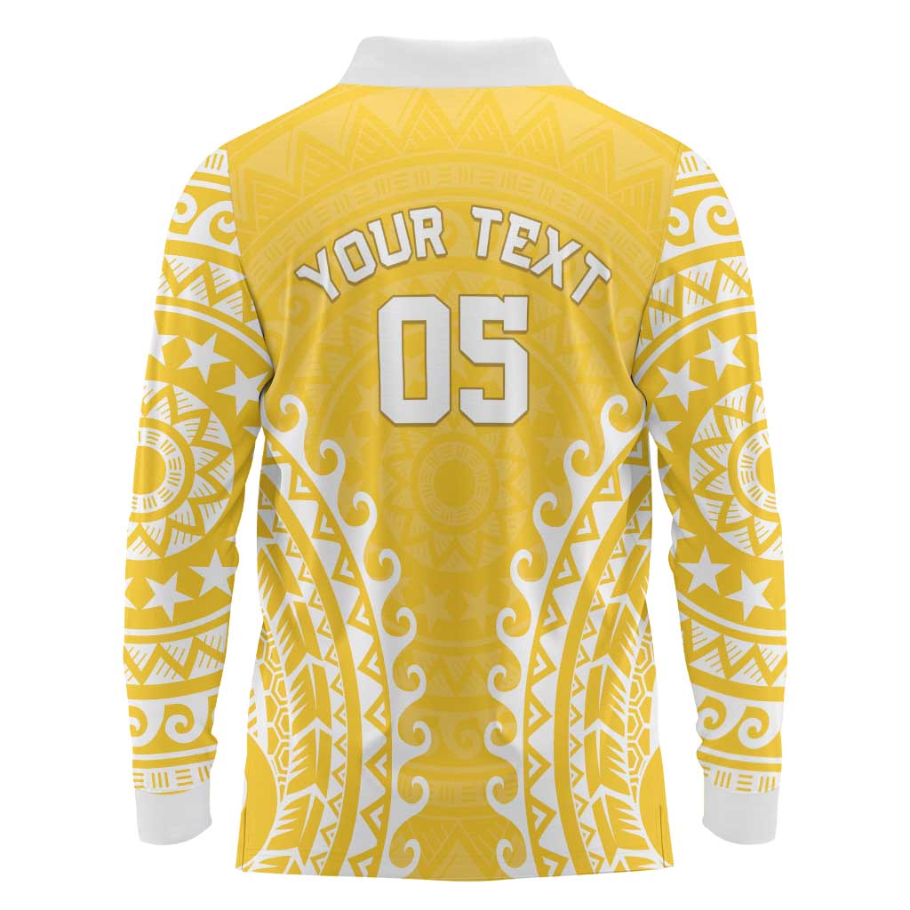 Custom Cook Islands Aitutaki Long Sleeve Polo Shirt Polynesian Tribal Tattoo