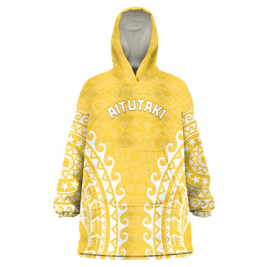 Custom Cook Islands Aitutaki Wearable Blanket Hoodie Polynesian Tribal Tattoo