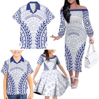 Custom Cook Islands Palmerston Family Matching Off The Shoulder Long Sleeve Dress and Hawaiian Shirt Polynesian Tribal Tattoo LT05 - Polynesian Pride
