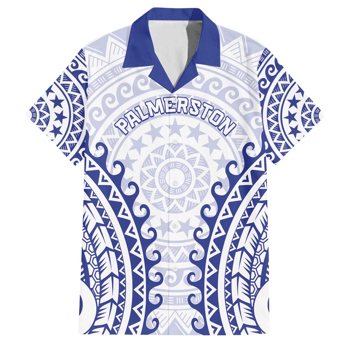 Custom Cook Islands Palmerston Family Matching Off The Shoulder Long Sleeve Dress and Hawaiian Shirt Polynesian Tribal Tattoo LT05 Dad's Shirt - Short Sleeve Navy - Polynesian Pride