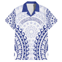 Custom Cook Islands Palmerston Family Matching Off Shoulder Short Dress and Hawaiian Shirt Polynesian Tribal Tattoo LT05 Dad's Shirt - Short Sleeve Navy - Polynesian Pride