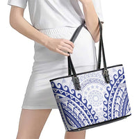 Custom Cook Islands Palmerston Leather Tote Bag Polynesian Tribal Tattoo