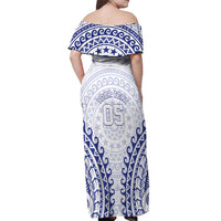 Custom Cook Islands Palmerston Off Shoulder Maxi Dress Polynesian Tribal Tattoo
