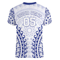 Custom Cook Islands Palmerston Women V-Neck T-Shirt Polynesian Tribal Tattoo