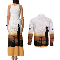 Australia And New Zealand ANZAC Day Couples Matching Tank Maxi Dress and Long Sleeve Button Shirt Battle Of Beersheba LT05 - Polynesian Pride